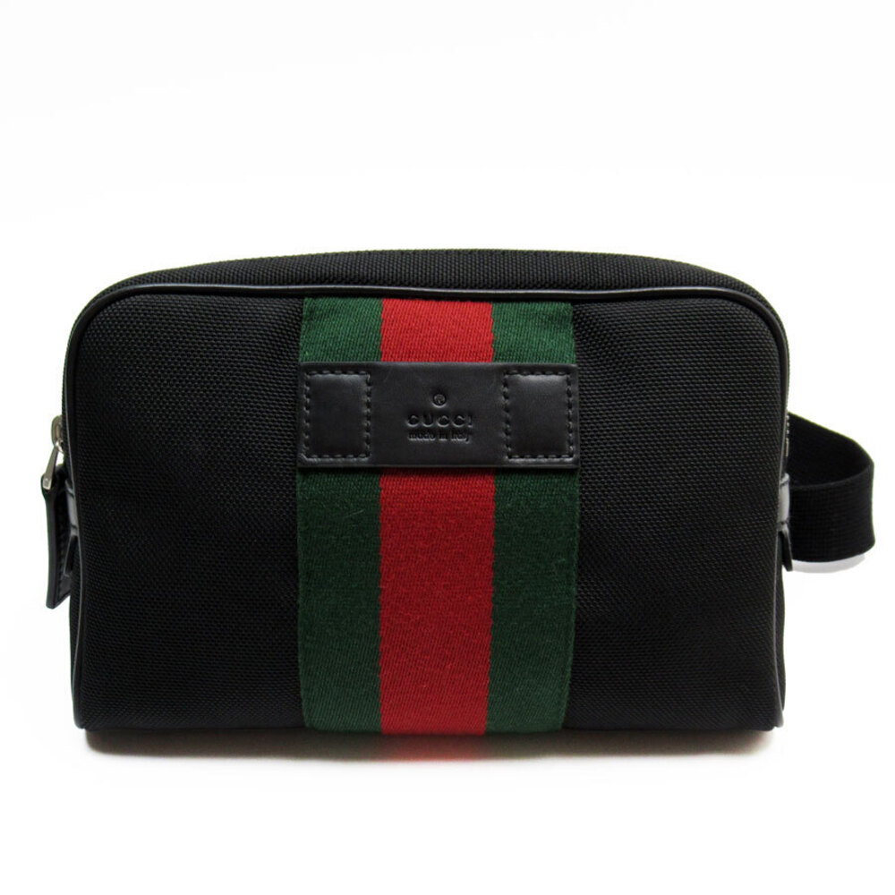 Gucci Body Belt Bum Crossbody Bag Sherry Canvas Black Silver